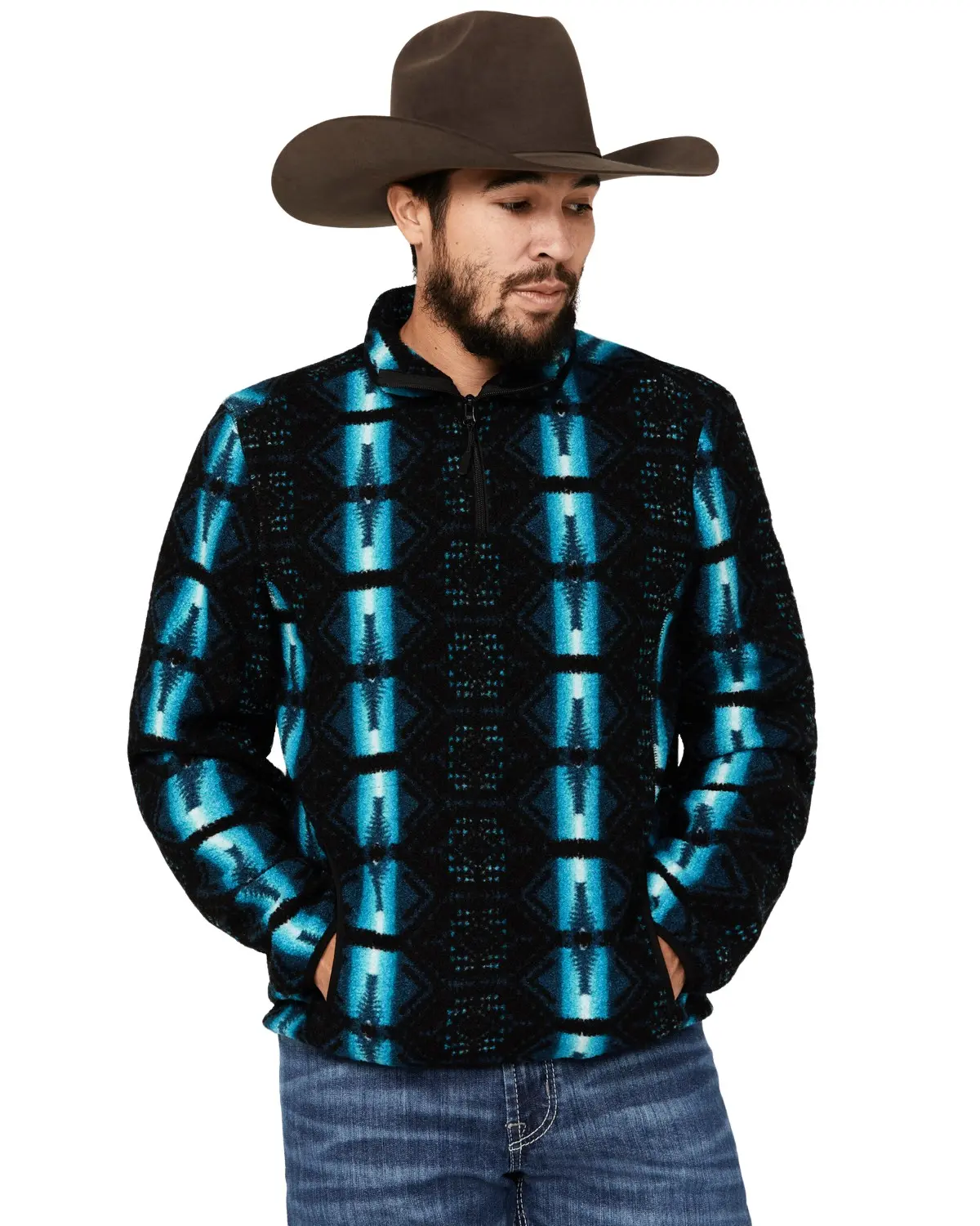 Rock & Roll Denim Men's And Men'S Southwestern Print Berber Pullover - Bm91c02296
