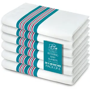 Receiving Blankets,  Cotton Flannel Receiving Blanket,  for swaddling & Wrapping, Ultra-Soft  Blankets, Size 30 x 40 inch (6)