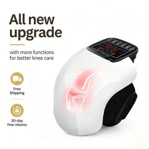 4-in-1 Electric Knee Massager, Acrylonitrile Butadiene Styrene Device with Vibration, Red Light Therapy & 3D Massage, Battery Powered Rechargeable Pain Relief Gift for Personal Care White