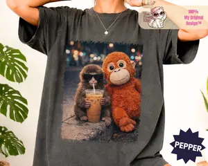 Punch Monkey Shirt, Baby Monkey Punch Shirt, Punch Iced Coffee Shirt, Plush Coffee Graphic tee
