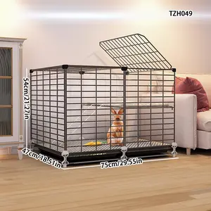 Large Indoor Rabbit Cage for Home Use, Dutch Pig Guinea Pig Auto Cleaning Pet Cages, Large Bunny Hutch, Pet Rabbit Cage, Metal Cage, Metal Frame Cage