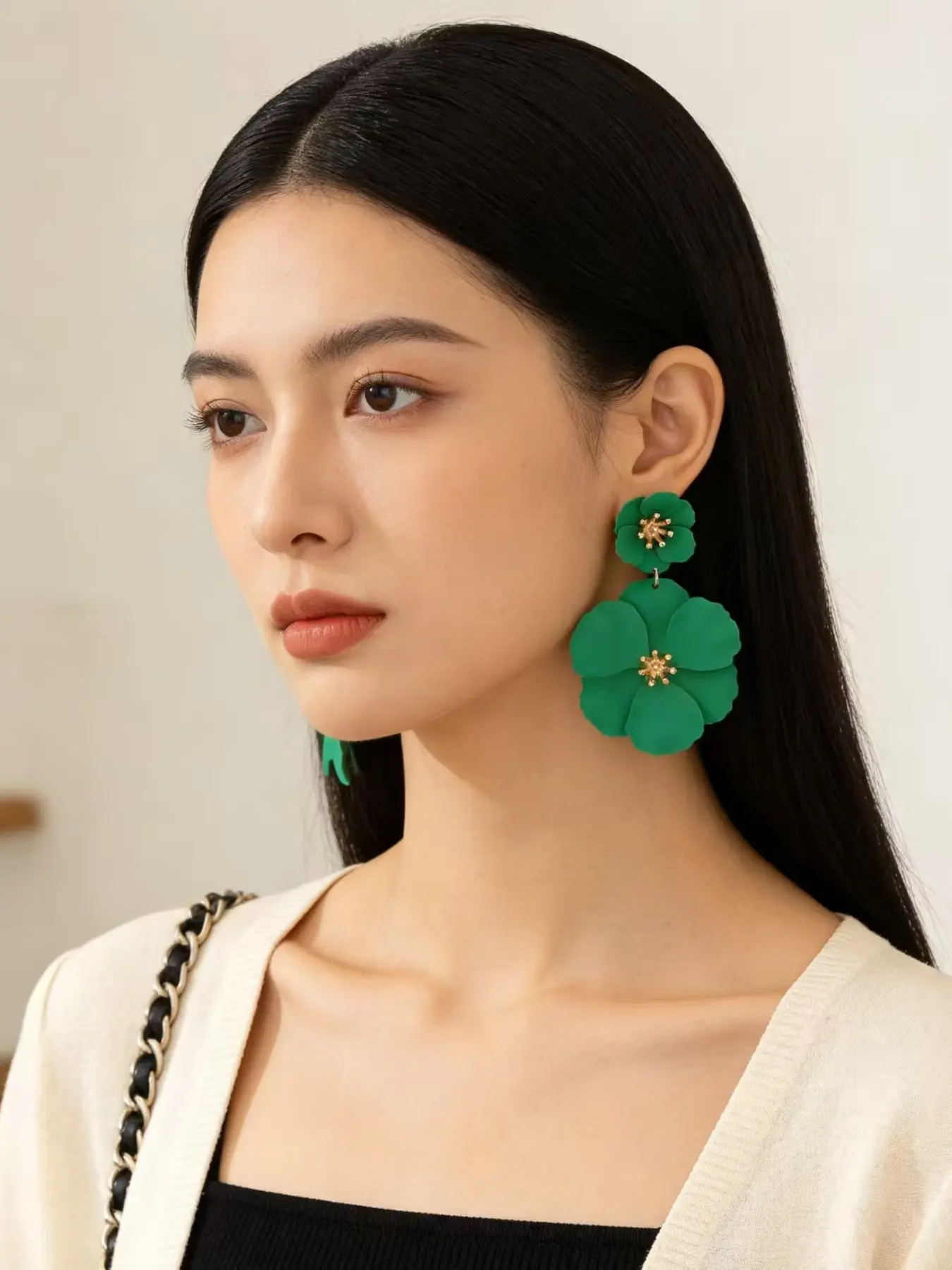 New 2026 Style Colorful Exaggerated Large Flower Long Earrings, Dangle Earrings, Dangling Earrings, High Quality Earrings, Vintage Hong Kong Wind Festive Trendy Creative Jewelry for Women