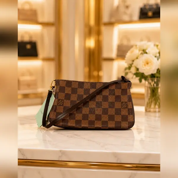 Pre-owned Louis Vuitton ltely Tote Bags Pochette Accessoires Damier Ebene Canvas Shoulder Bag Brown LA23266169