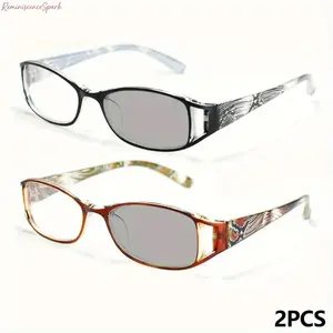 Unisex 2-Pack Rectangular Reading Glasses, Stylish Full Frame Ultra Lightweight Eyewear, Built with Clear High-Definition Polycarbonate Lenses, Durable Comfort Fit Style for Home Reading, Office Tasks and Daily Casual Eyewear Needs