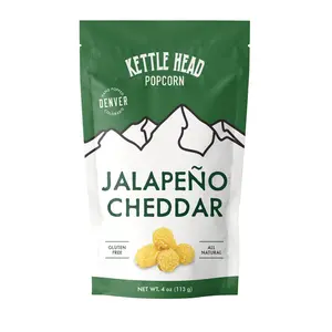 Kettle Head Popcorn Jalapeño Cheddar – Savory Gourmet Popcorn Snack, Hand Popped, Gluten Free, 4 oz