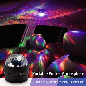 Car Wireless Magic Ball Ambient Light, Seven-Color Rhythm Music Lamp, USB Portable Installation, Car Interior Decor, LED Nightlight