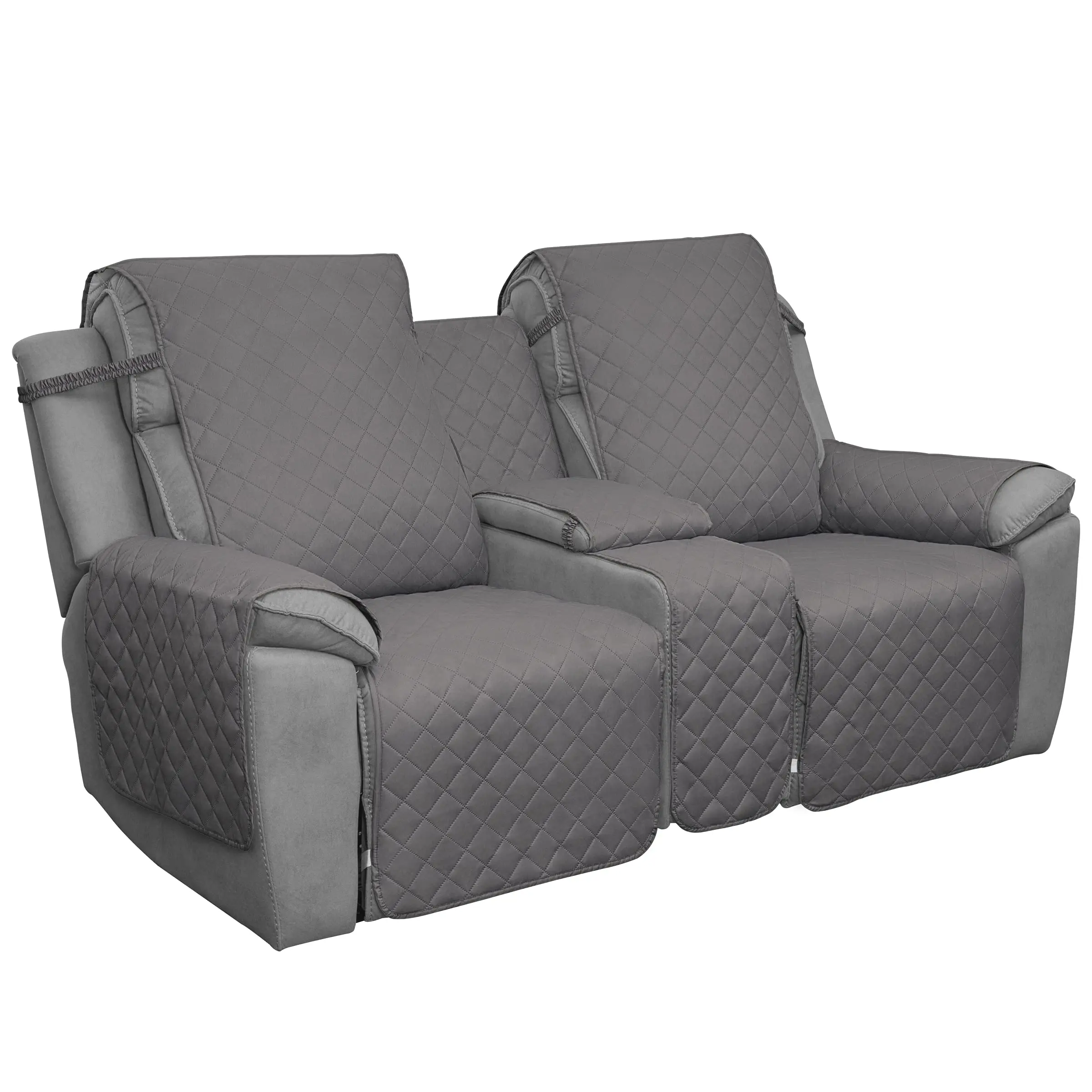Easy-Going Recliner Cover with Console, Cover Only, Reversible Couch Cover for Living Room, Split Sofa Cover for Each Seat with Elastic Straps for Kids, Dogs, Pets