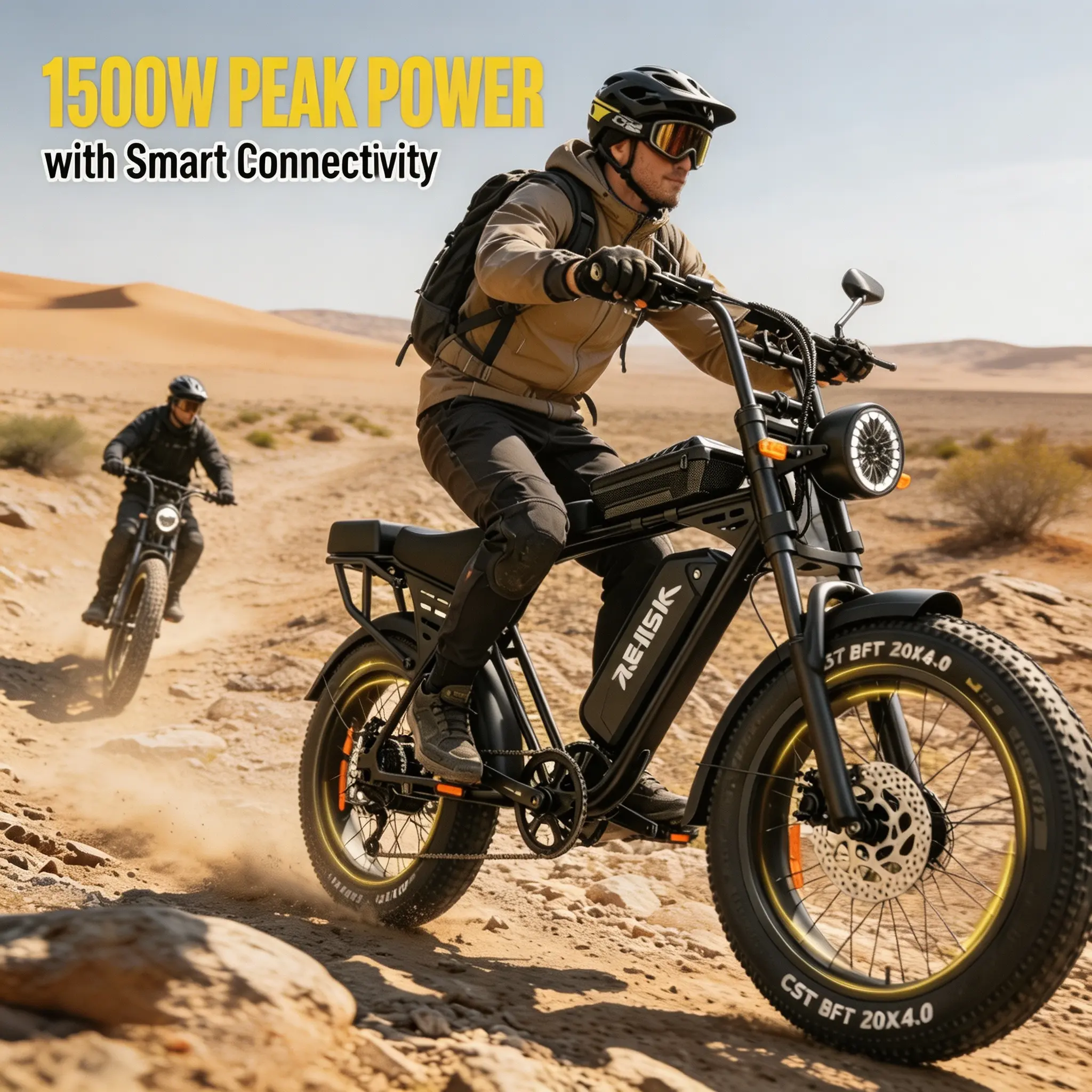All Terrain 20 Inch CST Fat Tire Ebike 1500W Powerful Motor, NFC Password Dual Unlock Electric Bicycle, Removable 48V Rechargeable Battery Long Distance Off Road E Bike for Outdoor Adventure