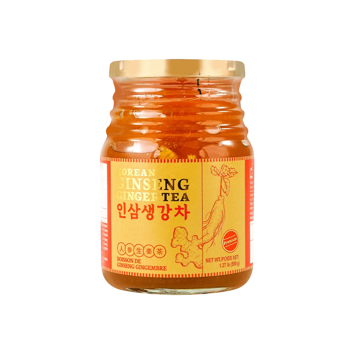 DAMIZLE Korean Honey Ginseng Ginger Tea - 580g Jar | "Stay Up All Night" Elixir for Energy & Wellness