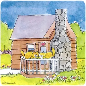 212 MAIN Cat Love At The Log Cabin Insulated Fade-Proof Foam Coasters - 4-Piece Kitchenware Set, Tableware Accessory for Home Placemat Pairing