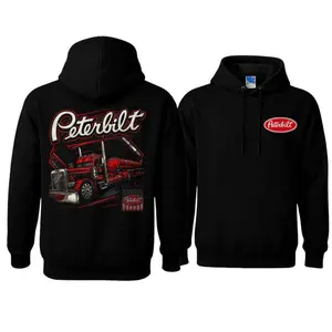 Peterbilt Red Trucker Hoodie, Classic Semi-Tanker Graphic with American Flag Detail, Diesel Nation Peterbilt Shirt, For Truck Drivers & Rig Lovers, Gift for Hauling Crew & Trucker Lifestyle Fans