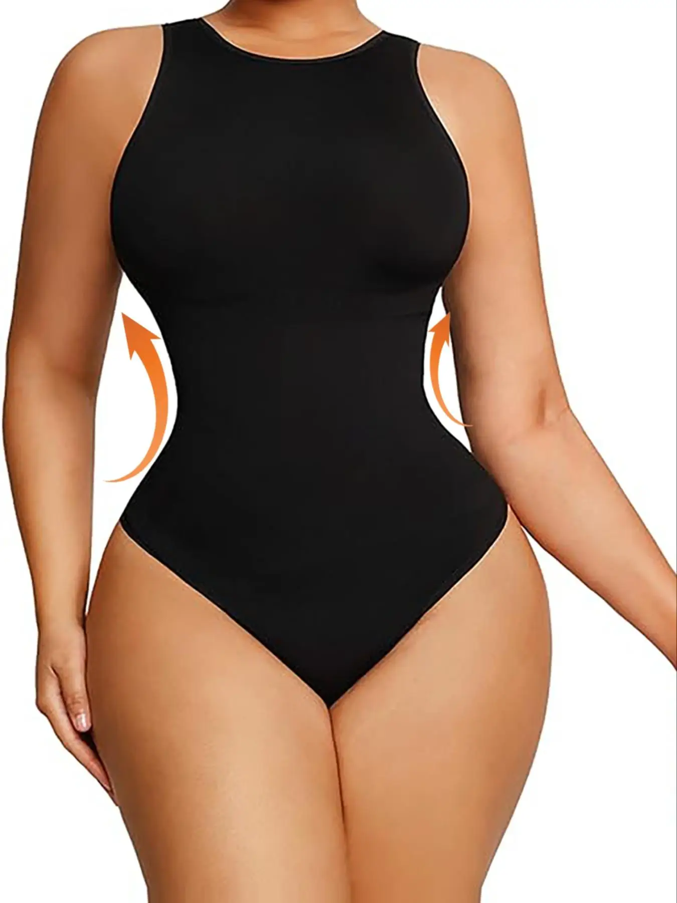 Women's Solid Skinny Tank Bodysuit, Summer Casual Round Neck Sleeveless Bodycon Bodysuit for Summer, Women's Clothing for Daily Wear