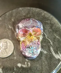 Colorful Semi-Polished Bizmuth Skull Carving