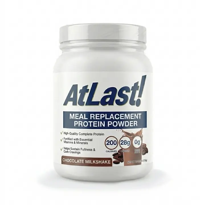 AtLast! Meal Replacement Protein Powder – Chocolate Milkshake | 28g Complete Protein, 200 Calories, 0g Added Sugar