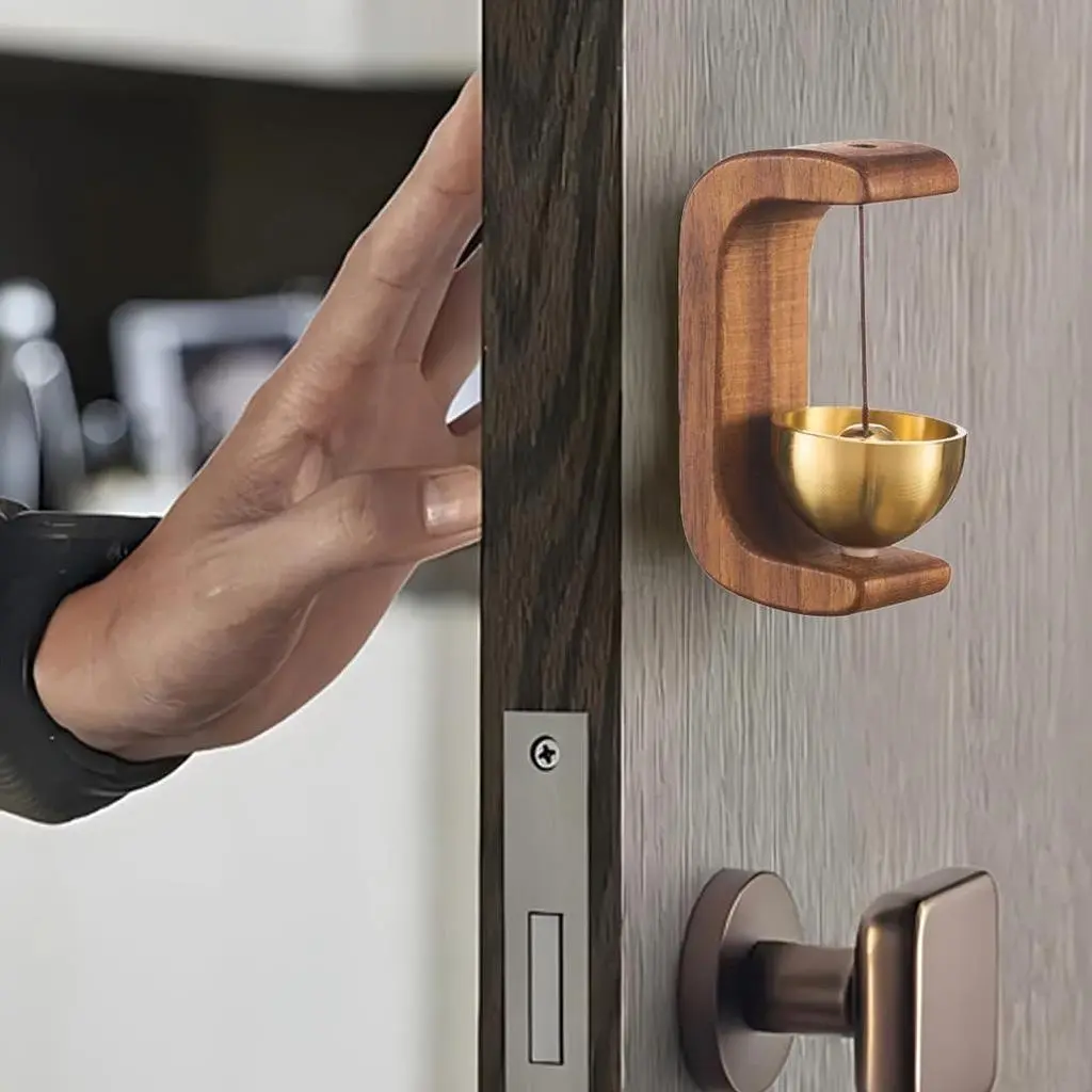 1 Pc Wooden Wind Chime Vintage Doorbell - Magnetic Shopkeeper Bell for Door Opening, Multipurpose Use, Featuring Brass Chimes, And Wireless Adhesive Feng Shui Pendant Doorbell, Ideal for Front Porches, Walls, Gardens, Shops, Home
