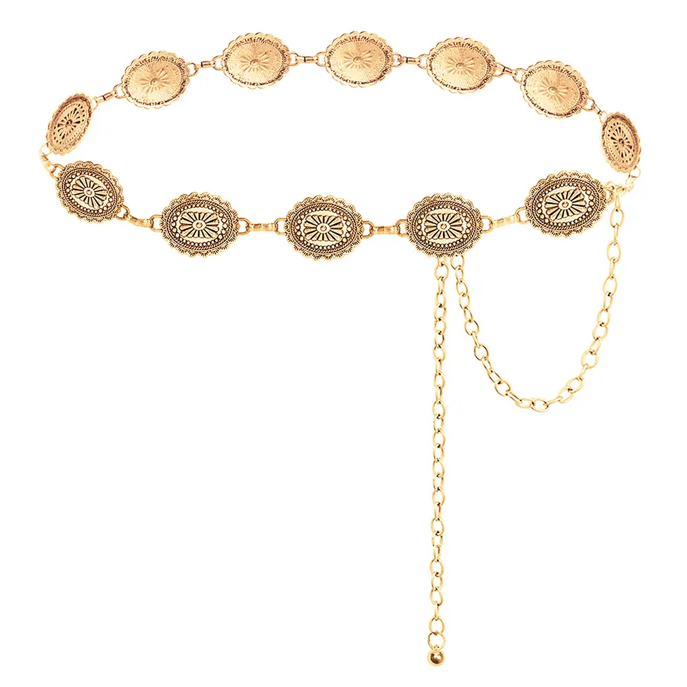 Western Chain belt for Women Concho Belt Cowgirl Waist Chain Belt for Dress Jeans