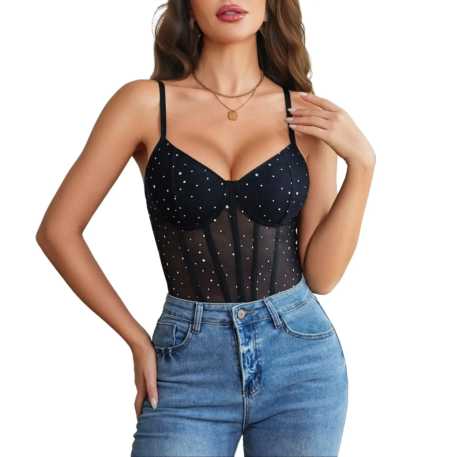 Avidlove Bodysuits for Women Sheer Thong Body Suit Mesh One Piece Sparkle Leotard Shirt Going Out Tops Concert Outfits S-XXL Elegant Elegant Lingerie Jacket