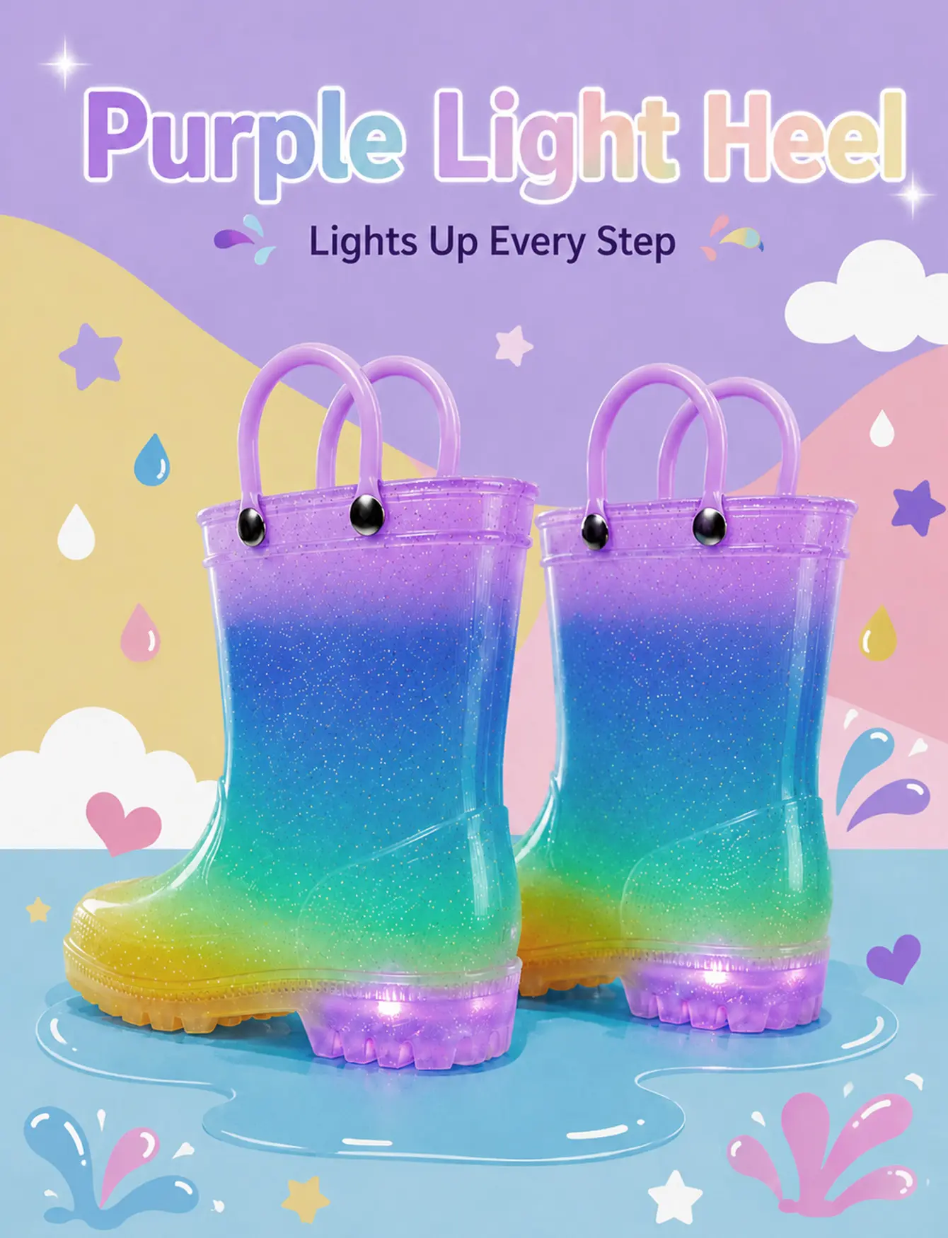 Kids' Gradient Light Up Sneakers, Unisex PVC Casual Footwear with Motion-Activated LED Lights for Fun Parties, Party