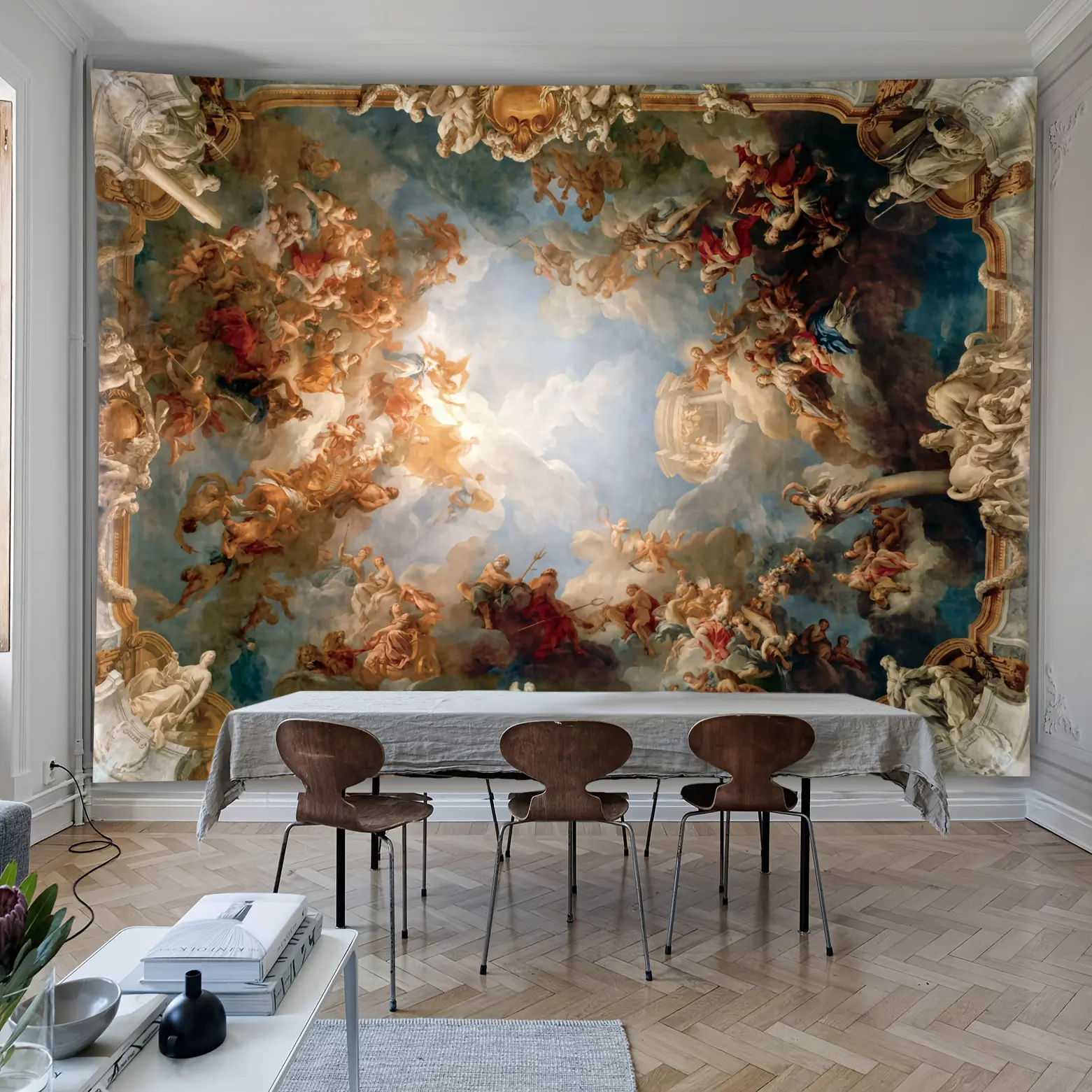 1pc Renaissance-Inspired Hangable Tapestry - Retro Paris French Royal Palace Print Wall Hanging, Animal Print European Art Decor, Machine Washable Indoors Home Supply for Living Room, Bedroom