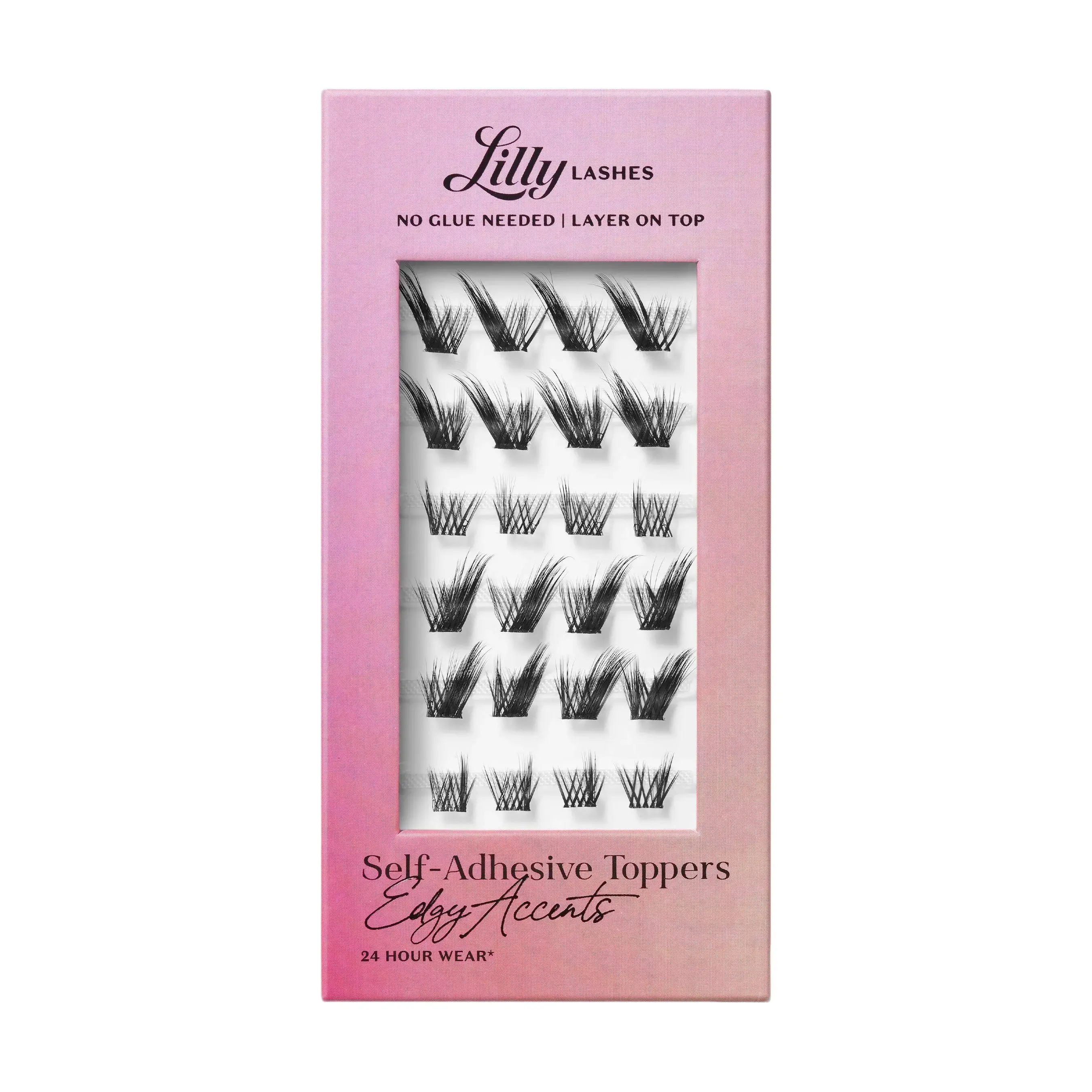 Self-Adhesive Toppers EdgyAccents | Lilly Lashes 3D Faux Mink Eyelashes| No Glue Needed