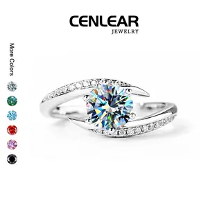 CENLEAR 1 Carat Moissanite Ring 6 Prong Hidden Halo Crossover Twist Engagement Ring For Women Unique Wedding Band Alternative Engagement Rings Jewelsring