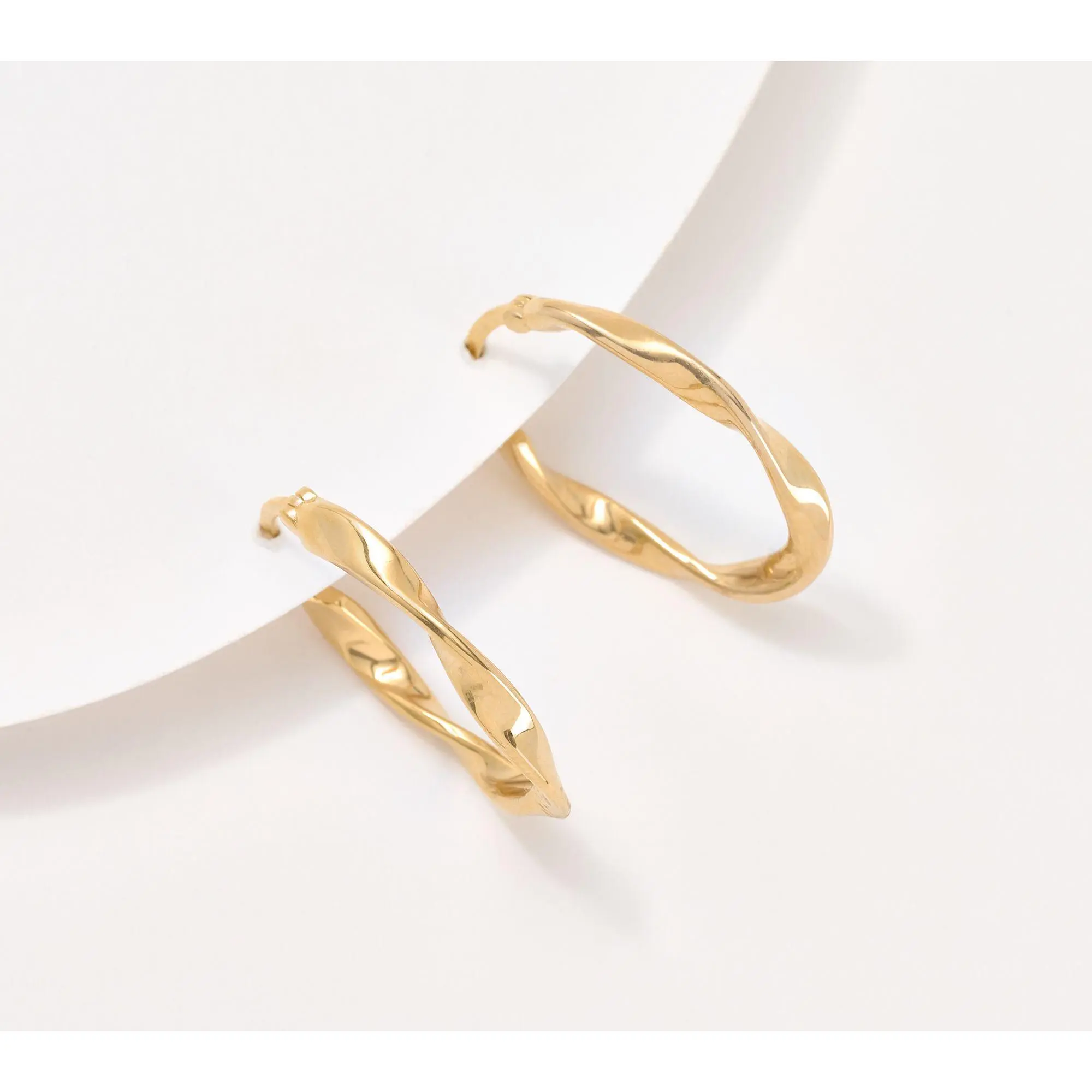 Christian James by Scott Grimes 14K Gold Clad 1" Oval Ripple Hoop Earrings