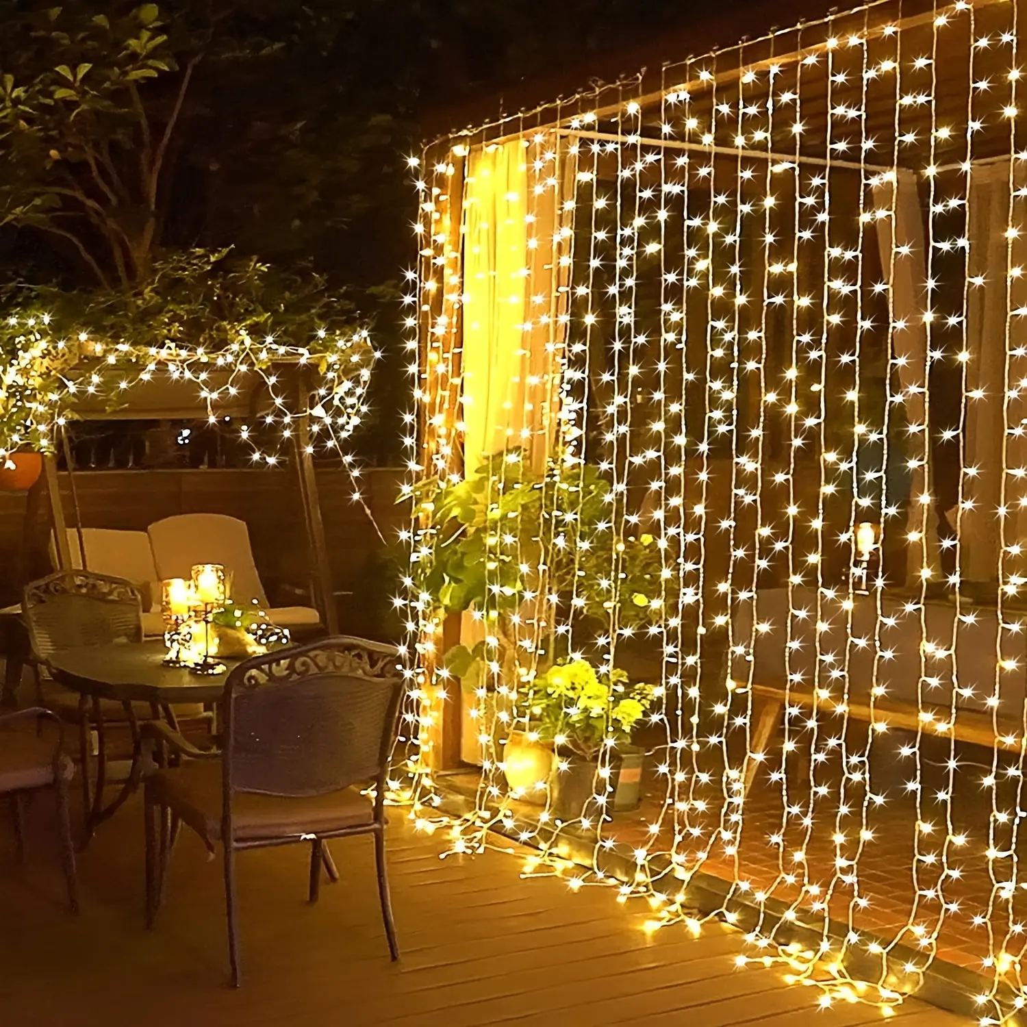 300 LED Christmas Curtain Lights, Plug In Fairy Curtain Lights Outdoor, Window Wall Hanging Curtain String Lights For Bedroom Backdrop Wedding Party Indoor Decor, Warm White