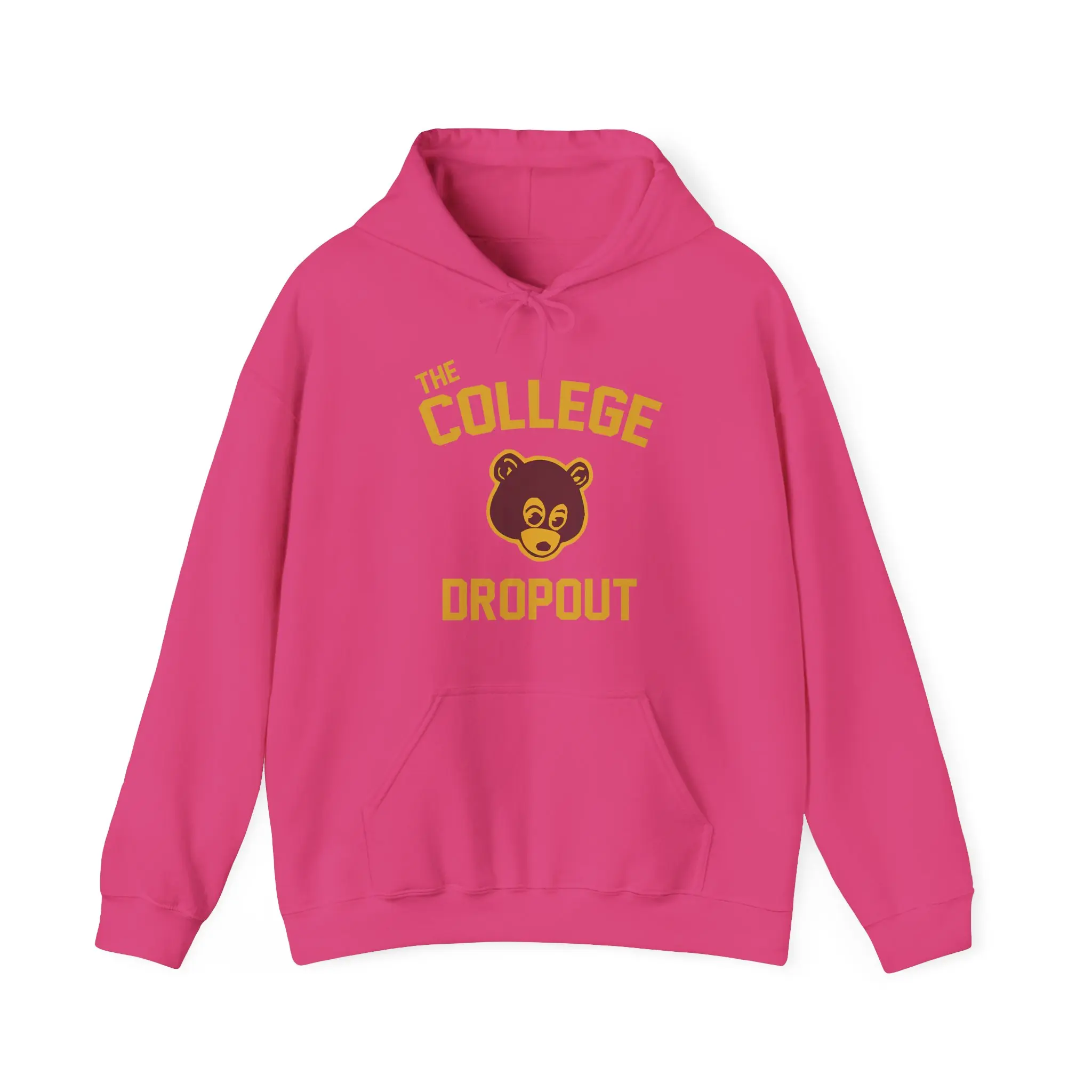 Men's The College Dropout Inspired Oversized Casual Plush Kangaroo Pocket Heavy Blend Long-Sleeve Hoodie, Classic Cotton-Poly Fabric Menswear Top