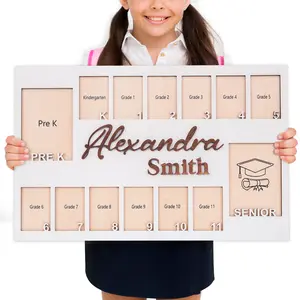 School Picture Frame Pre-K to 12 - Kindergarten to 12th Grade Memory Frame, K-12 Picture Frame, Custom Years Photo Frame, Ideal School Gift & Home Decor, 14 Photo