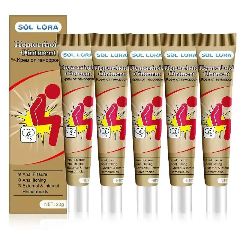 Herbal Hemorrhoid Cream for Adults - Targeted Relief, Original Formula Hydrating Liquid Moisturizer, 5-Pack 20g Tubes for Local Application, Body Care, Moisturizers