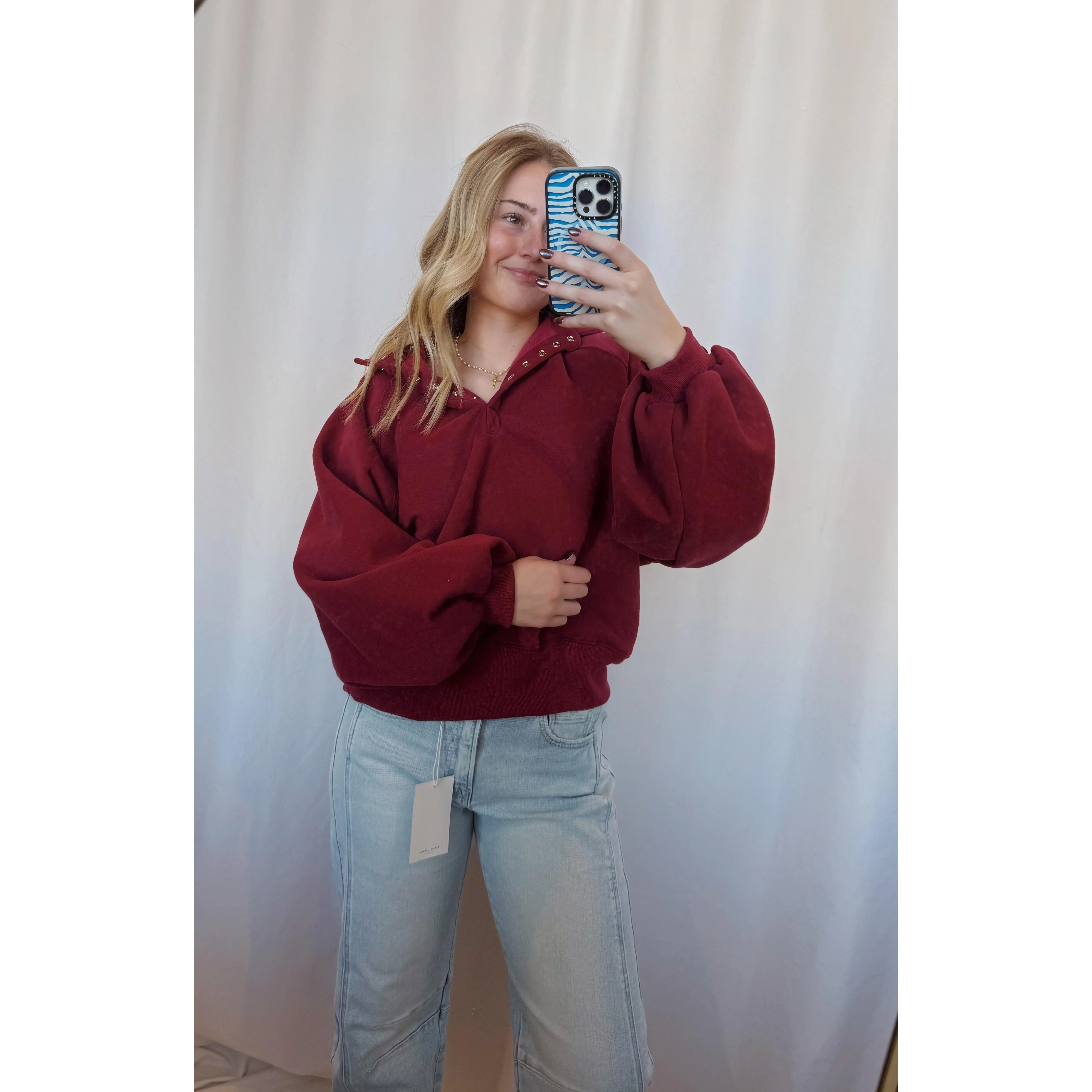 Piper Snap Pullover in Magenta