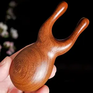 1 count Eyes Facial Wood Gua Sha Tool, Natural Sandalwood Wooden Nose Guasha Massage Tools, Face Manual Massager Tool, Multifunctional Handheld Meridians Acupoint Massage Tool