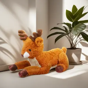 Large Plush Deer Stuffed Animal – Soft Realistic Wild Animal Toy, Cute Brown Fawn with Antlers, Cuddly Wildlife Plush Toy for Kids and Adults, Big Soft Animal Pillow, Nursery Decor and Gift for Animal Lovers