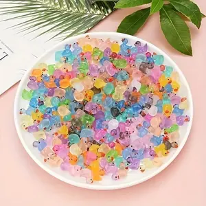 Mini Resin Duck Decoration, 100pcs Luminous Mini Resin Duck Ornament, Decorative Ornament for Home Party Festival, Luminous Resin Ducks