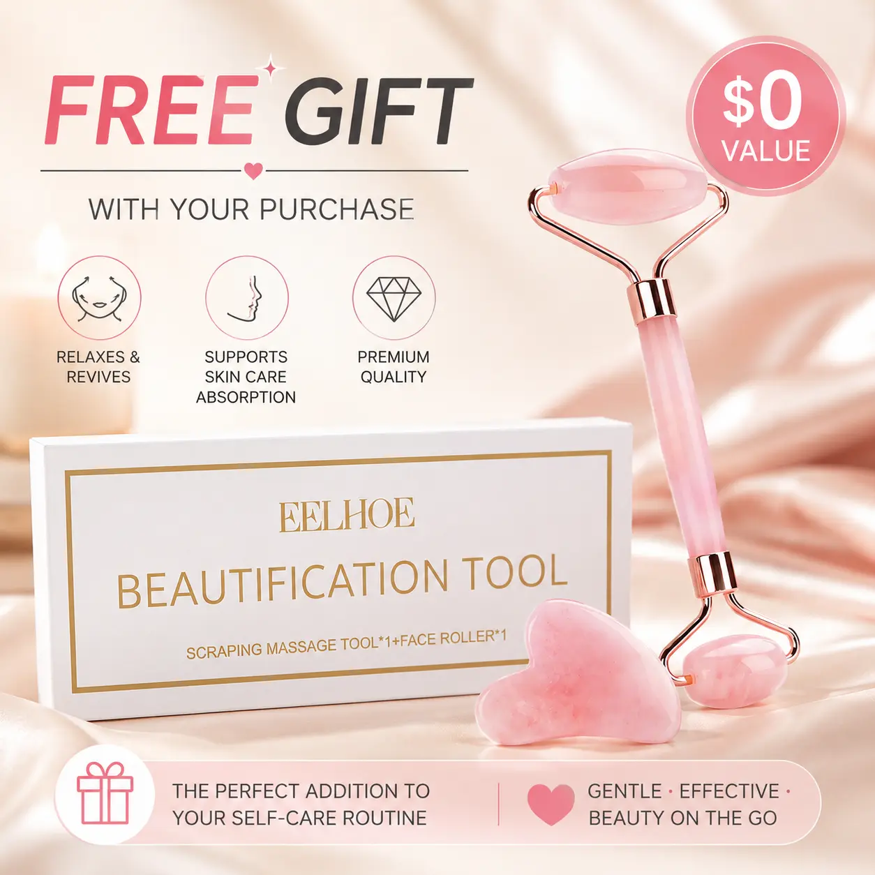 Premium Jade Roller & Gua Sha Set - Natural Stone Skincare Tool for Facial Massage, Contour, Firming, Smoothing, Skin Tightening, Anti-Aging