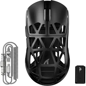 R2PRO 45g Superlight Magnesium Alloy , PixArt PAW3950 Sensor, 42000DPI, 8000Hz  Polling Rate, 2.4G/BT/Wired Gaming , Programmable Mice with Coiled , PC/, Black