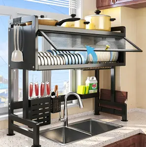 Over Sink Dish Drying Rack, Multifunctional Kitchen Countertop Organizer, Dish Bowl Drain Storage Shelf for Sink Countertop