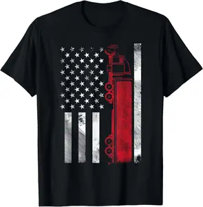 100%cotton US American Flag Semi Truck Driver 18 Wheeler Trucker Gift Short Sleeve T-Shirt