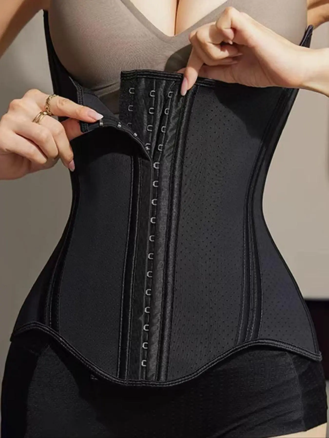 Women's Solid Color Hook & Eye Closure Waist Trainer, High Stretch Compression Tummy Control Shaper, Waist Cincher Underwear for Daily Wear Shapewear Womenswear Sleeveless Body Shaper, Abdomen Shapewear, Compression Girdle