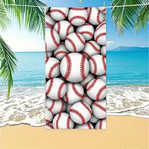1 PCS Extra Large Baseball Design Towel, Beach Towel, Pool, Gym Towel -- Lightweight and Easy to Carry, Essential for Travel, Sports, Camping - Perfect Gift for Baseball Fans, Bright Patterns, Durable Material, Exclusive for Sports Enthusiasts