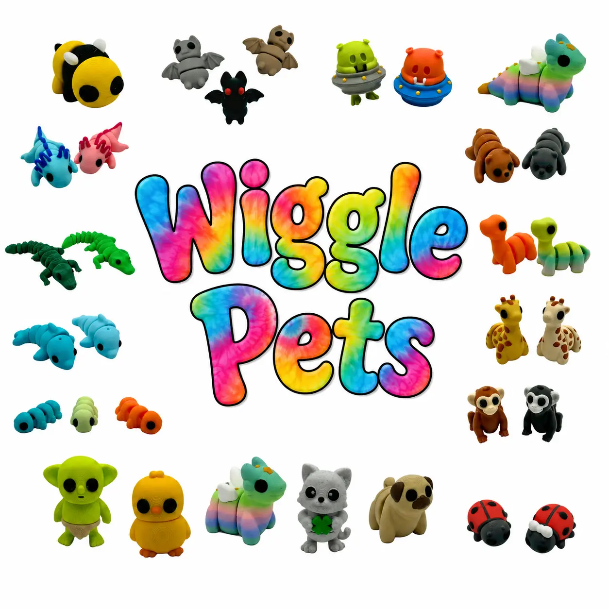 Wiggle Pets – 3D Printed Fidget Animals, PICK YOUR OWN, Mini Articulated Animal Toys