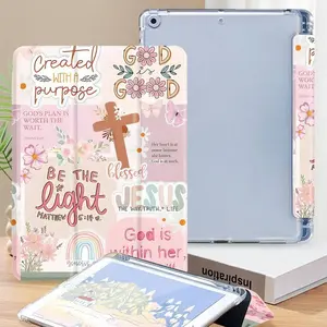 Three-Fold Personalized Patchwork Tablet Case, Tablet Cover for iPad 11/a16/10/9/8/7/6/5th, Soft Anti-Drop Protection with Pen Slot, Auto Sleep/wake, Tablet Protective Cover