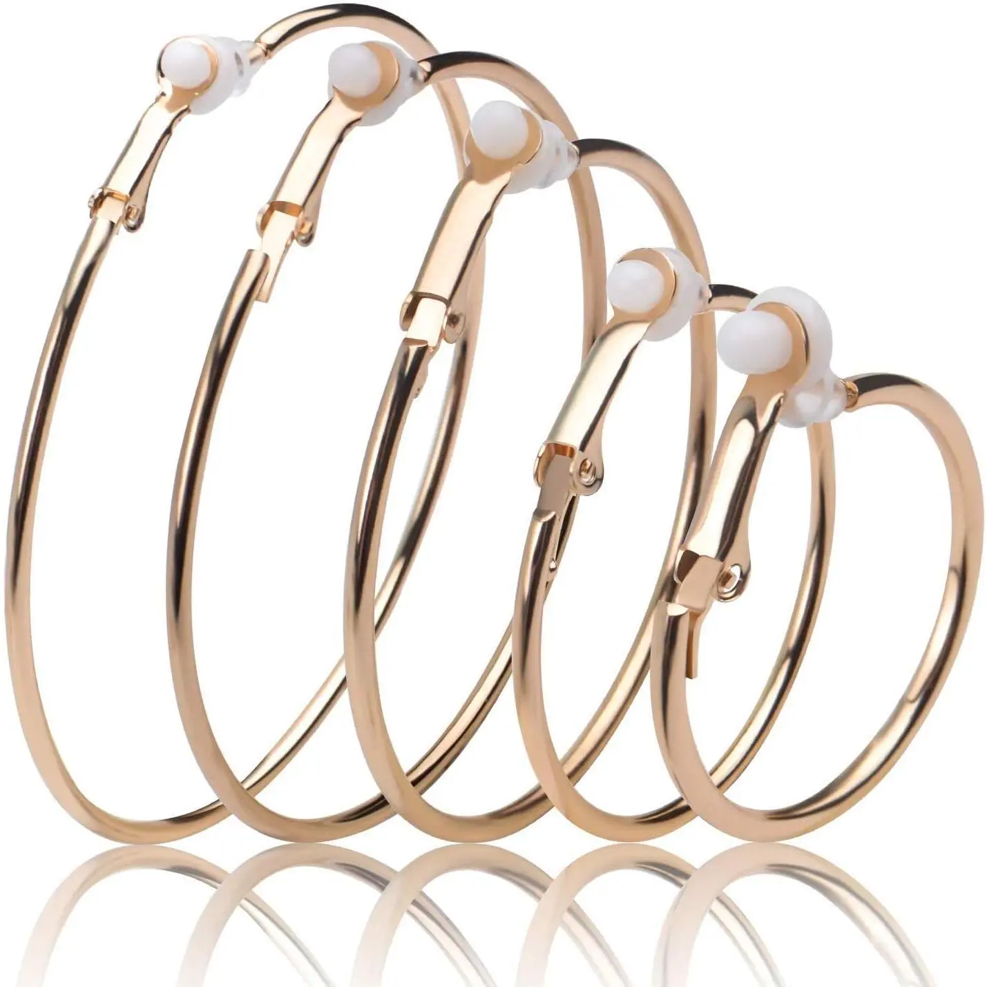 5 Pairs  Clip on Earrings Hoop Non Piercing Women Clip Earrings for Women, 5 Sizes