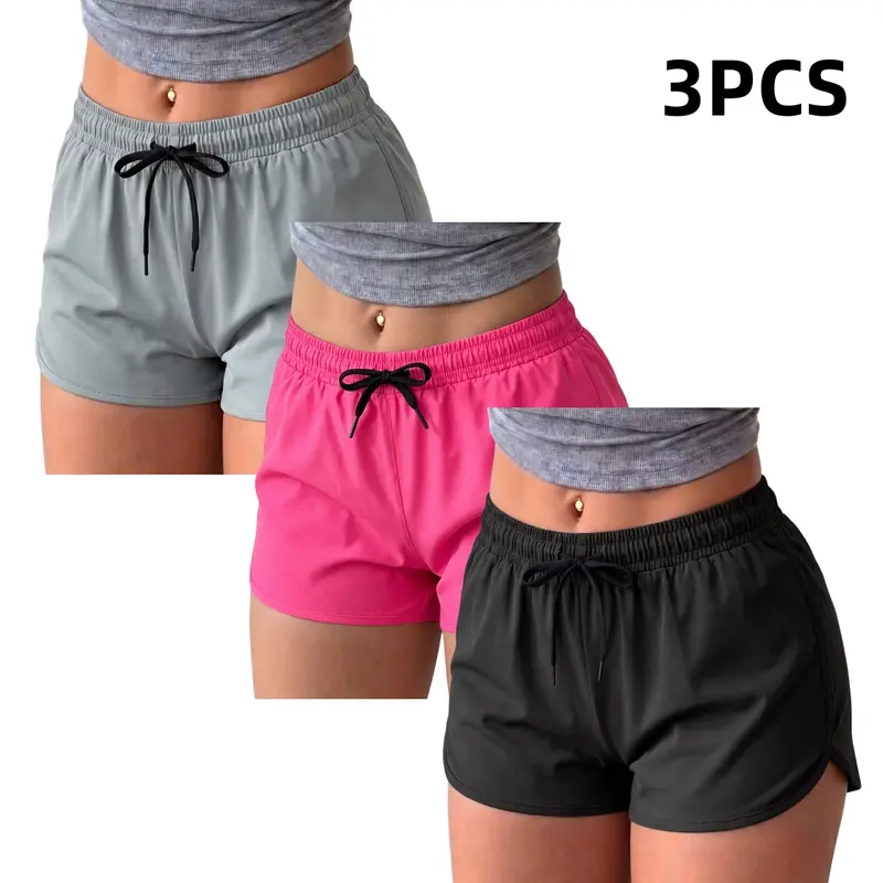 3-pack women’s athletic shorts sets, new summer versatile women’s shorts, women’s home shorts—comfortable and stylish—suitable for workouts and everyday wear—drawstring waist design