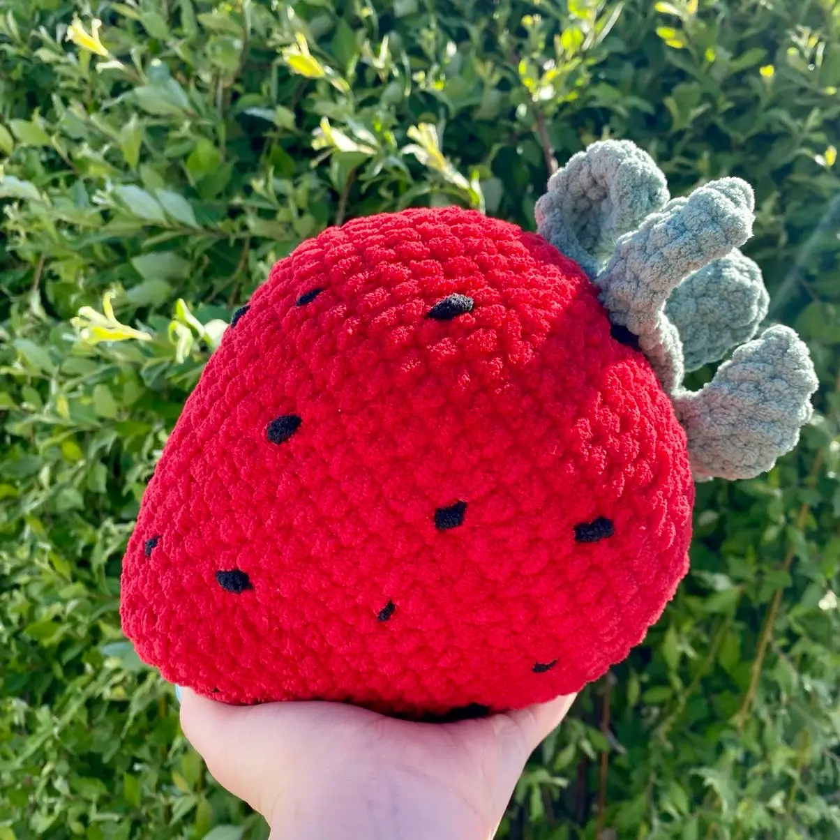 Crochet Strawberry Plushie | Cute Throw Pillow | Strawberry Pillow | Medium Strawberry Plush | Cute Strawberry Pillow | Super Soft |