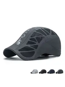 Men Quick-Drying & Breathable Adjustable Newsboy Beret Ivy Cap Cabbie Flat Hat Mesh Hat