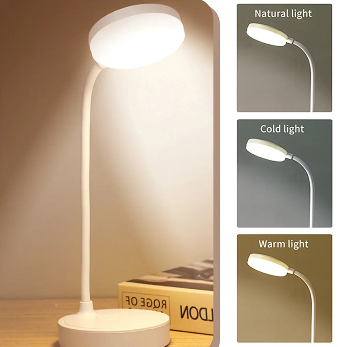 Portable LED Desk Lamp USB Plug Table Light Support 3 Color Stepless Dimming Eye Protection Bedroom Bedside Lamp home accessories