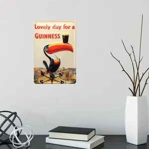 Toucan & Guinness Pattern Metal Sign, Lovely Day for a Guinness Vintage Metal Sign, Wall Decor for Home Living Room Bedroom Bar Pub