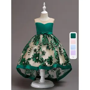 A formal dress with 3D embroidery, trailing and princess style, suitable for parties, birthdays, and performances, featuring a cute layered tulle design