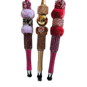 Zen grip Pens - Luxurious Design with Rhinestones and Faux Fur Accents in Pink, Gold, and Red